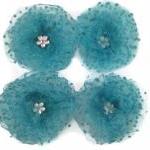 Magnets - Aqua Blue Tulle Flowers, Ocean Blue,..