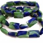 Bracelet - Blue Green Faceted Glass Beads, Stretch..