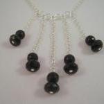Necklace, Black Onyx Gemstone Necklace, Silver..