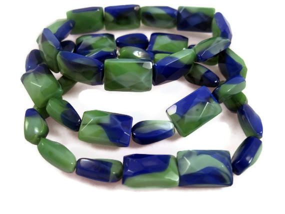 Bracelet - Blue Green Faceted Glass Beads, Stretch Bracelet, Set Of 3, Bracelet Set, Adjustable Bracelets
